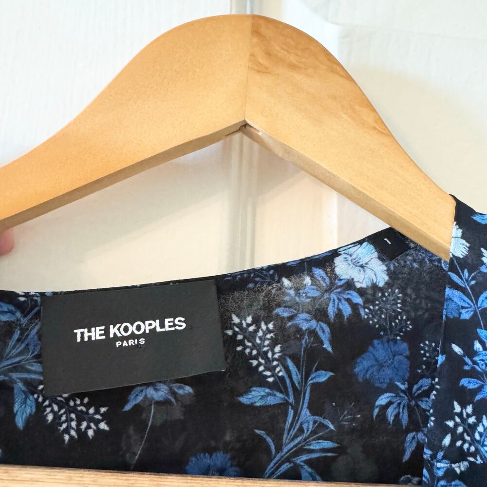 The Kooples Short Tie Waist Dress in Floral Blue Poppy Print - Picture 8 of 13